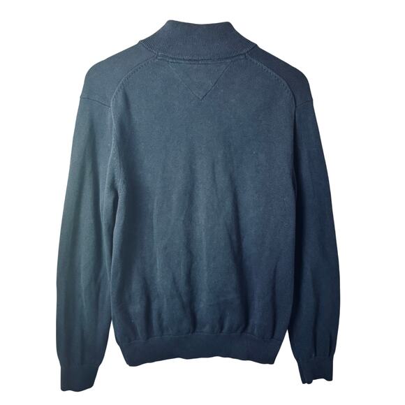 Tommy Hilfiger Quarter Zip Sweater Mens M Classic Preppy Academia Navy Nautical - Picture 3 of 11